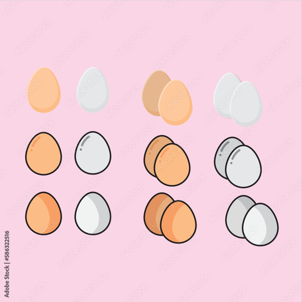 Egg icon in flat style. Egg vector illustration on pink background. Egg icon in flat style. Egg vector illustration on pink background.