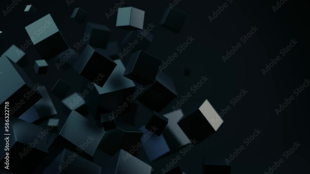 Fondo corporativo de  formas y cubos. Fondo de tecnología abstracta. Formas geométricas en la oscuridad.