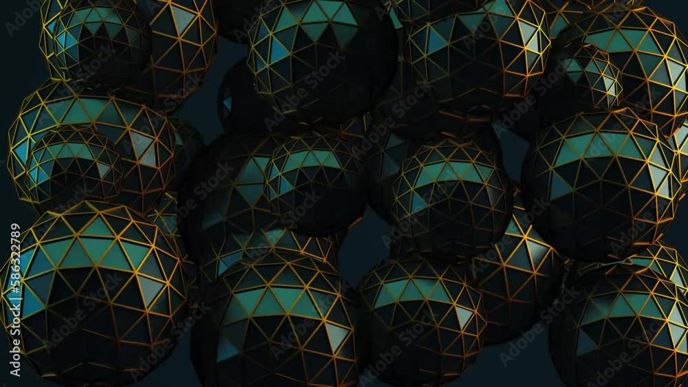 Fondo corporativo de formas y esferas. Fondo de tecnología abstracta. Formas geométricas en la oscuridad.