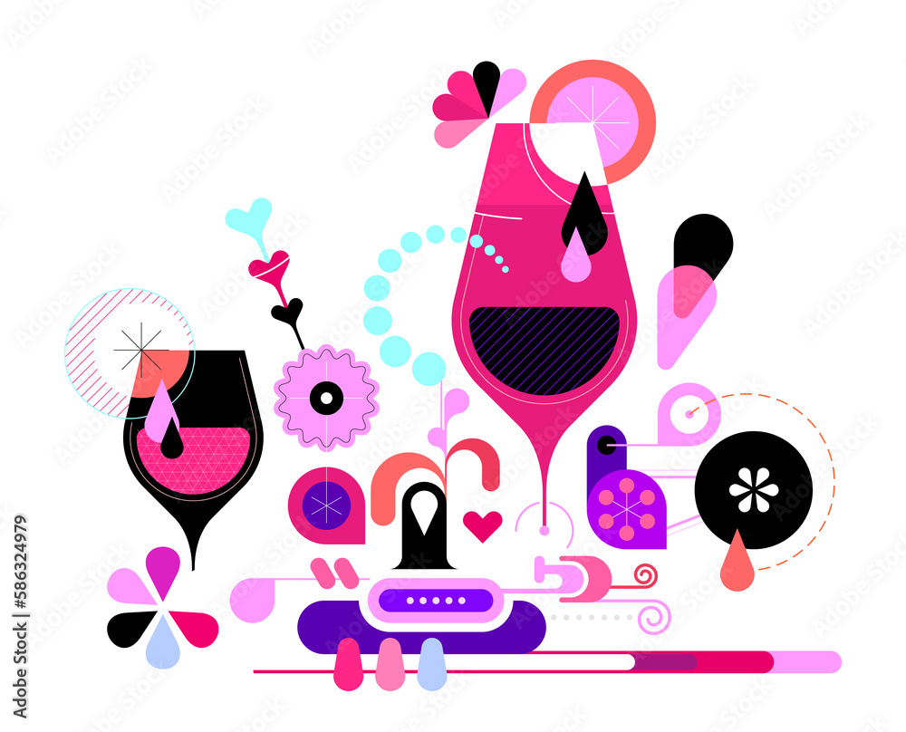 Colour design isolated on a transparent background Cocktail Machine graphic illustration. Creative mix of cocktail glasses and abstract decorative elements. Colour design isolated on a transparent background Cocktail Machine graphic illustration. Creative mix of cocktail glasses and abstract decorative elements.