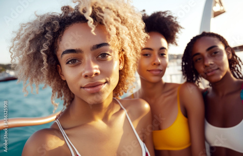 three young adult women on ...
