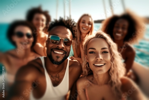 group of friends on a yacht...