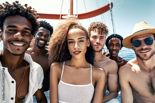 group of friends on a ship,...