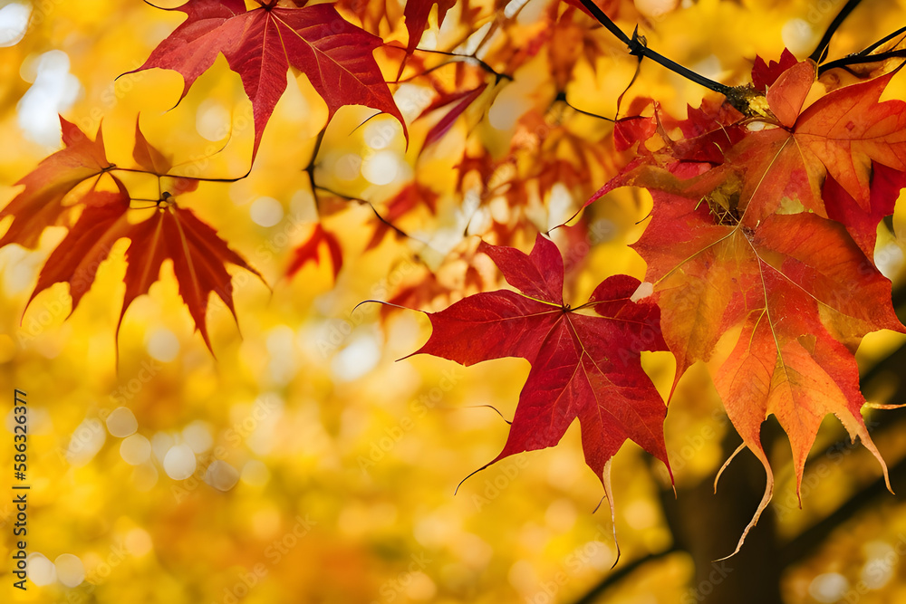 美しい秋の紅葉、楓