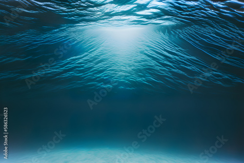Deep blue sea surface seen from underwater