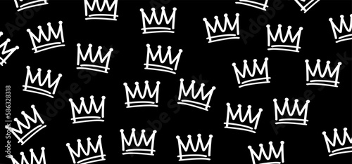 Cartoon sketch crown. Graffiti crown icon, Queen or king crowns. Royal imperial coronation symbols, monarch majestic jewel tiara icons. Prins en prinses, diadems or diamond crowns photo