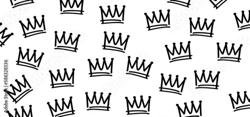 Cartoon sketch crown. Graffiti crown icon, Queen or king crowns. Royal imperial coronation symbols, monarch majestic jewel tiara icons. Prins en prinses, diadems or diamond crowns
