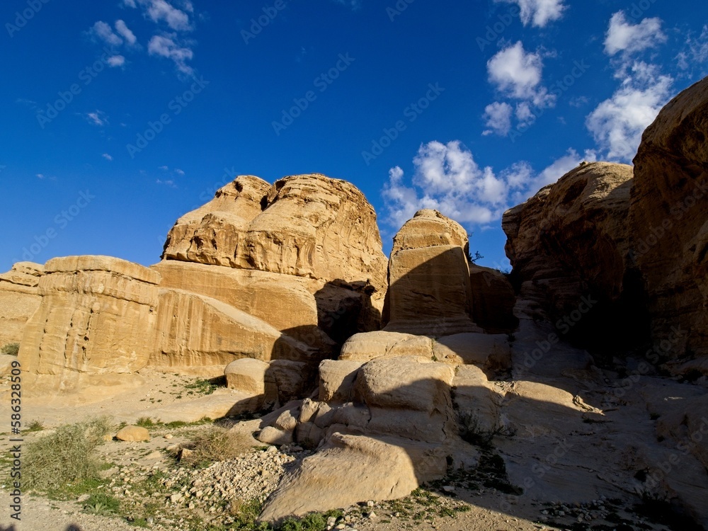 Scenic road toward entrance to ancient city Petra, Jordan