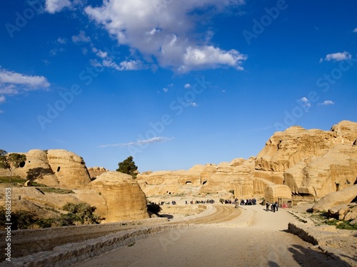 Scenic road toward entrance to ancient city Petra, Jordan
