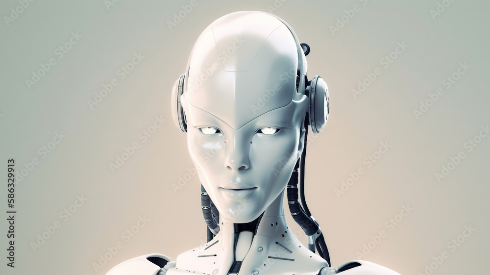 futuristic woman robot on a solid background. generative AI futuristic woman robot on a solid background. generative AI