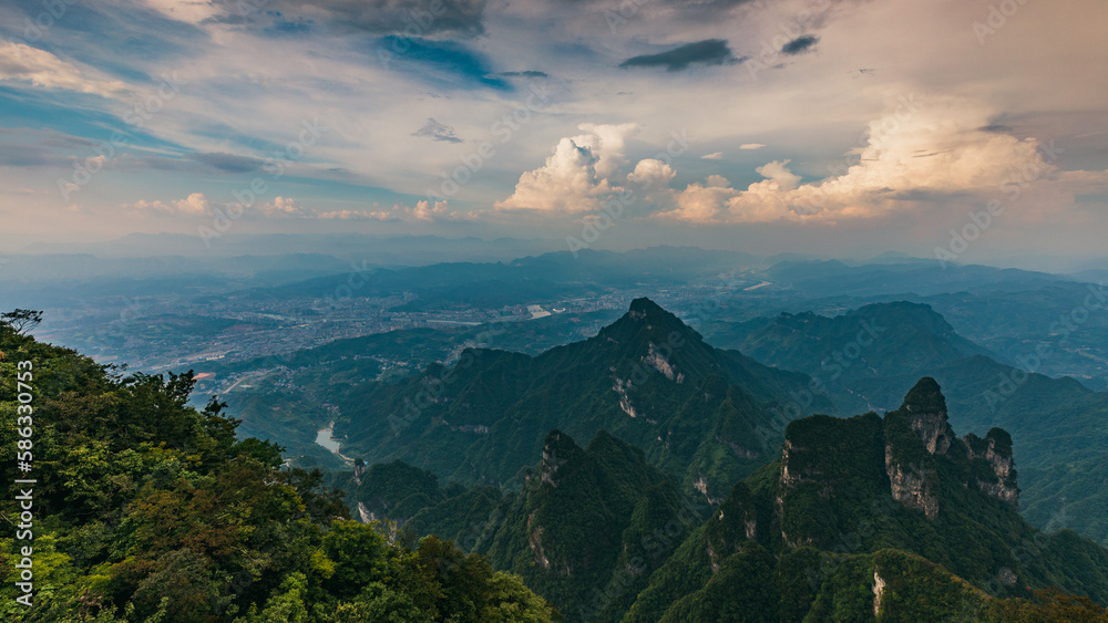 Zhangjiajie, Hunan, China - Viewing terraces at the top of the Tianmen Mountain 