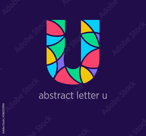 Modern abstract letter u logo icon. Unique mosaic design color transitions. Colorful letter u template. vector.