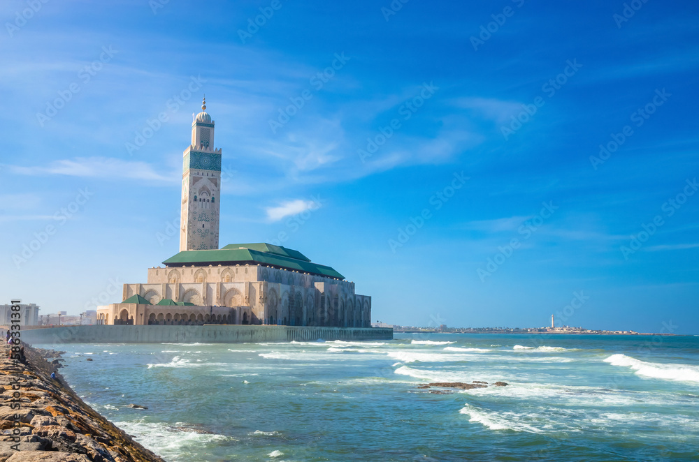 Beautiful Hassan II Mosque in Casablanca. The largest mosque in Morocco.