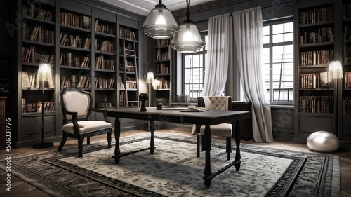 modern style library interior