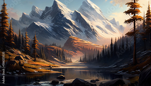 Mountains landscape. Realistic illustration