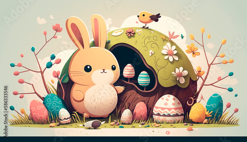 Easter realistic illustration. Realistic scene