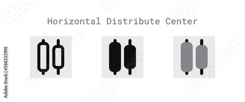 horizontal distribute center icon set