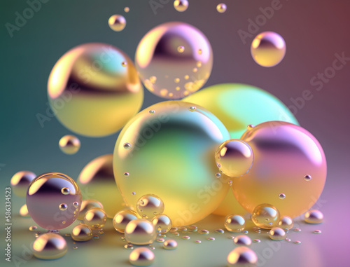 Colorful balls Dynamic liquid shapes background created with Generative AI technology