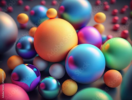 Colorful balls Dynamic liquid shapes background created with Generative AI technology