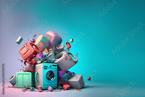 Abstract illustration of overproduction and overabundance of things.