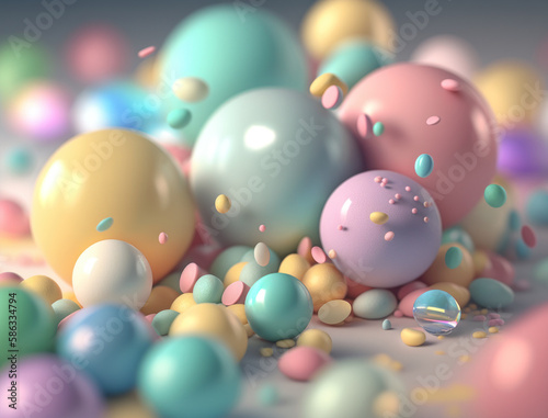 Colorful balls Dynamic liquid shapes background created with Generative AI technology