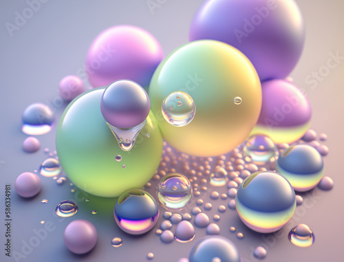 Colorful balls Dynamic liquid shapes background created with Generative AI technology
