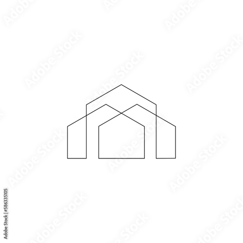  homes or commercial building in continuous line art drawing style. Minimalist black linear sketch isolated on white background. Vector illustration