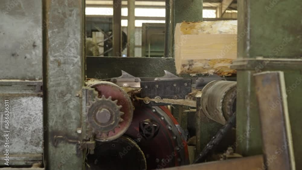 Aerial: Drone View Of Wood Logs Moving On Sharp Production Line In Lumber Factory - Tuscaloosa, Alabama Aerial: Drone View Of Wood Logs Moving On Sharp Production Line In Lumber Factory - Tuscaloosa, Alabama
