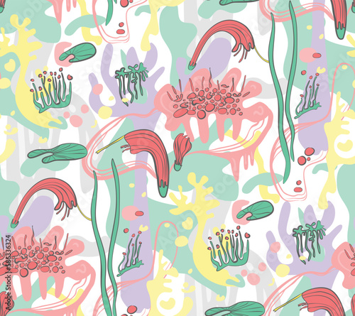 Summer time textile design of sea life and mother nature © Anastasiia