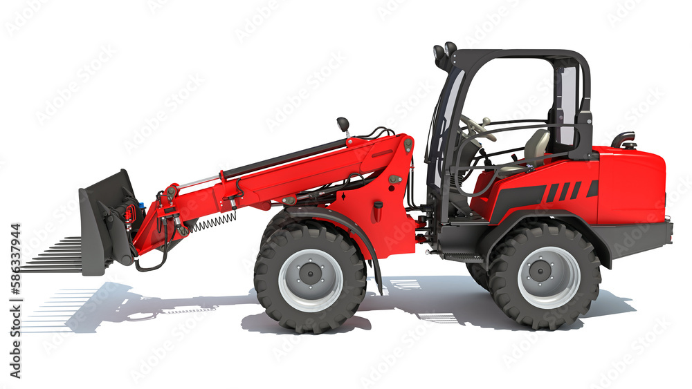 Wheel Loader 3D rendering on white background Wheel Loader 3D rendering on white background