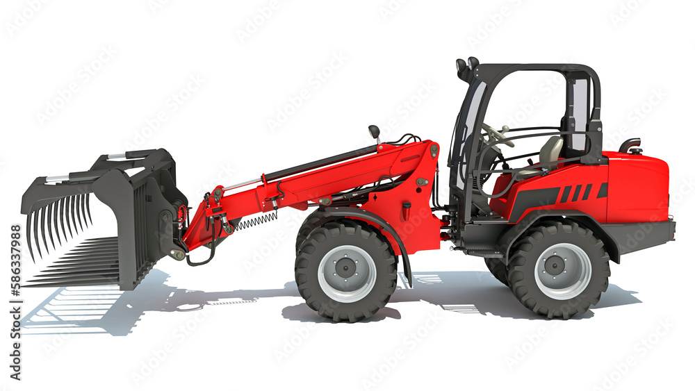 Fototapeta premium Wheel Loader 3D rendering on white background