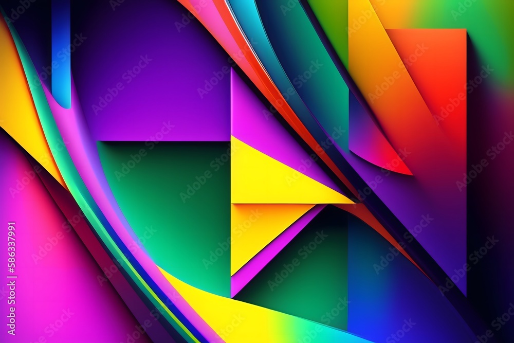 Colorful Geometric Lines in Abstract Art. Generative AI. Colorful Geometric Lines in Abstract Art. Generative AI.