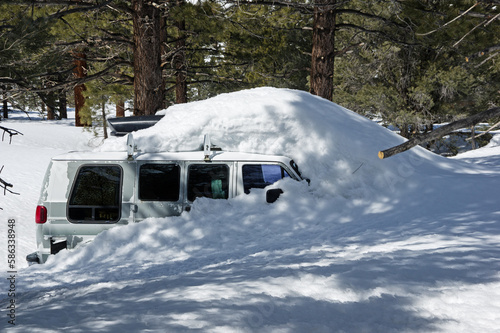 Van Covered In Snow