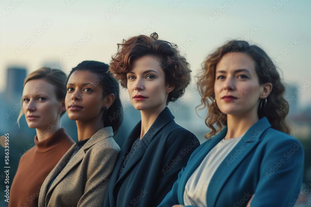 The Power of woman. A group of successful women in business standing together. Leadership and teamwork concept. AI Generative The Power of woman. A group of successful women in business standing together. Leadership and teamwork concept. AI Generative
