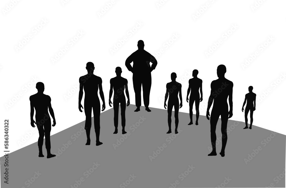 Fat man silhouette looking at thin man silhouettes Fat man silhouette looking at thin man silhouettes