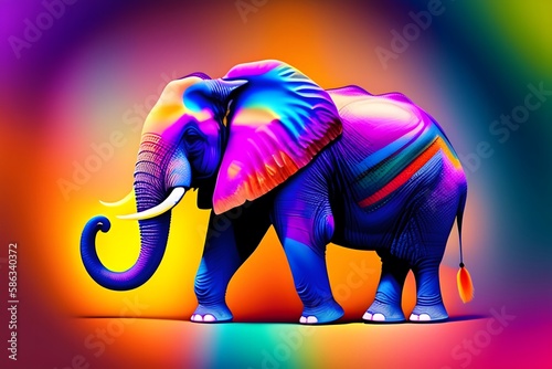  "Colorful Majesty: A Vibrant Elephant on White". Generative AI. 