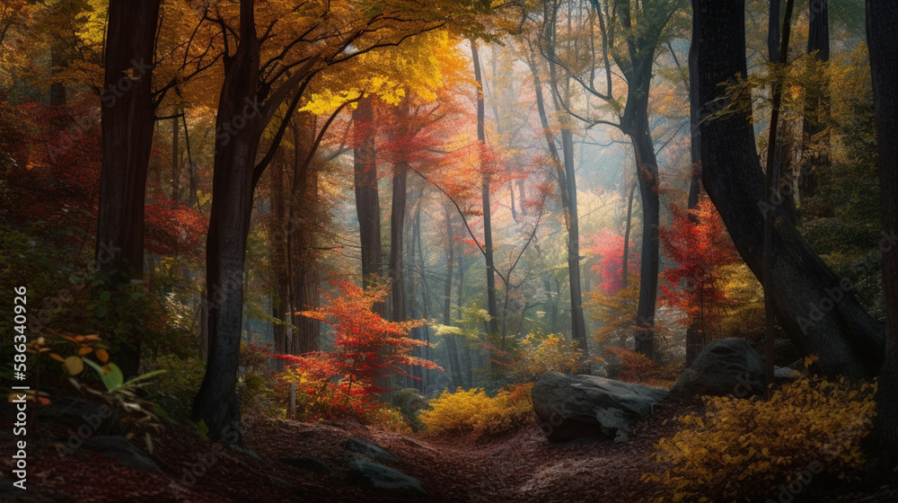 autumn in the forest generative ai