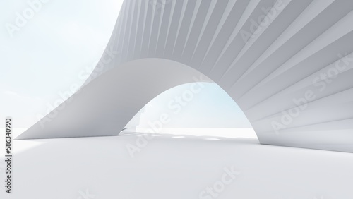 Abstract architecture background arched interior 3d render