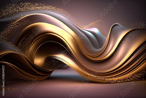 Gold abstract background with a gorgeous, curved wave of beige shade.