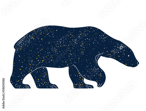 Illustration of the polar bear with stars pattern on the white background