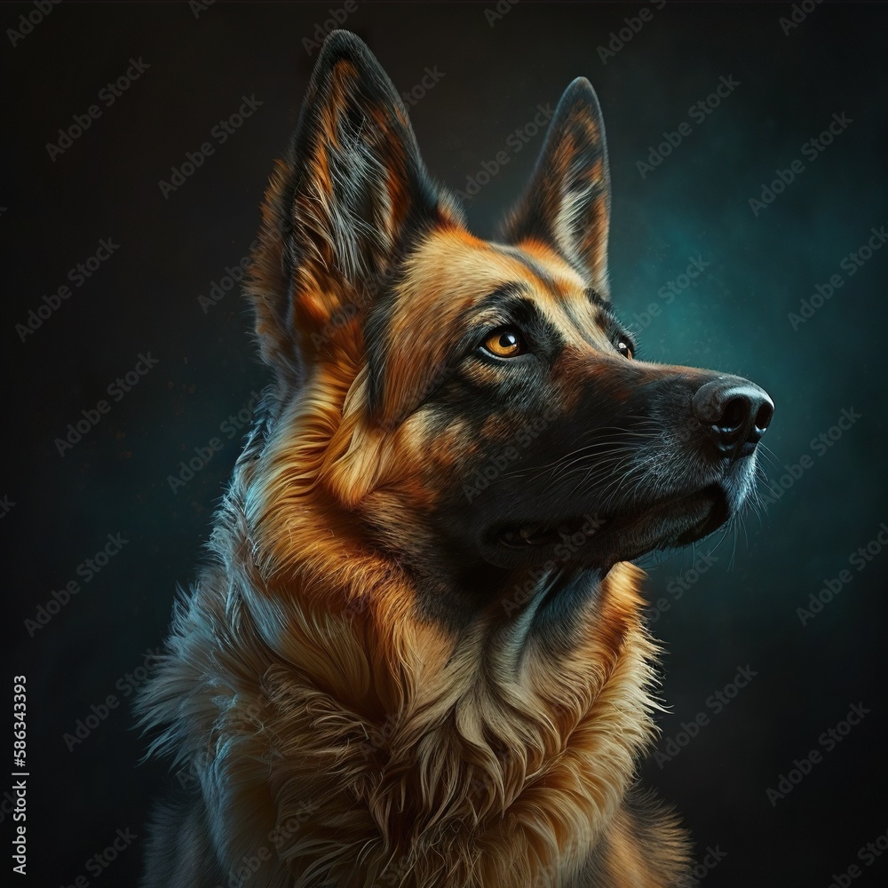 Portrait of a dog on black background, AI generative Portrait of a dog on black background, AI generative
