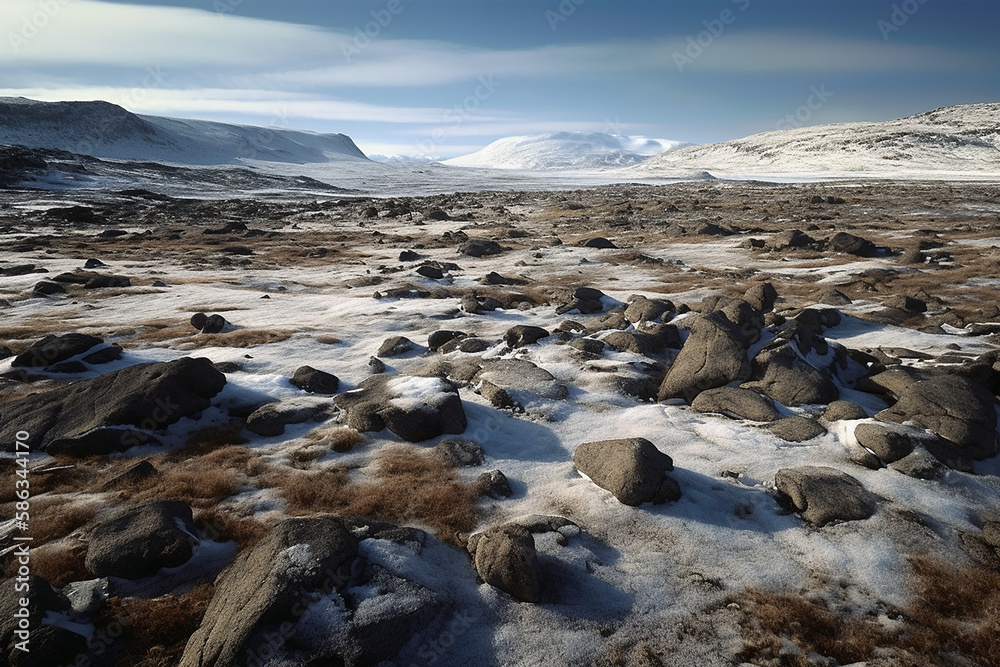 A Barren, Icy Tundra With Frigid Temperatures And Scarce Resources.