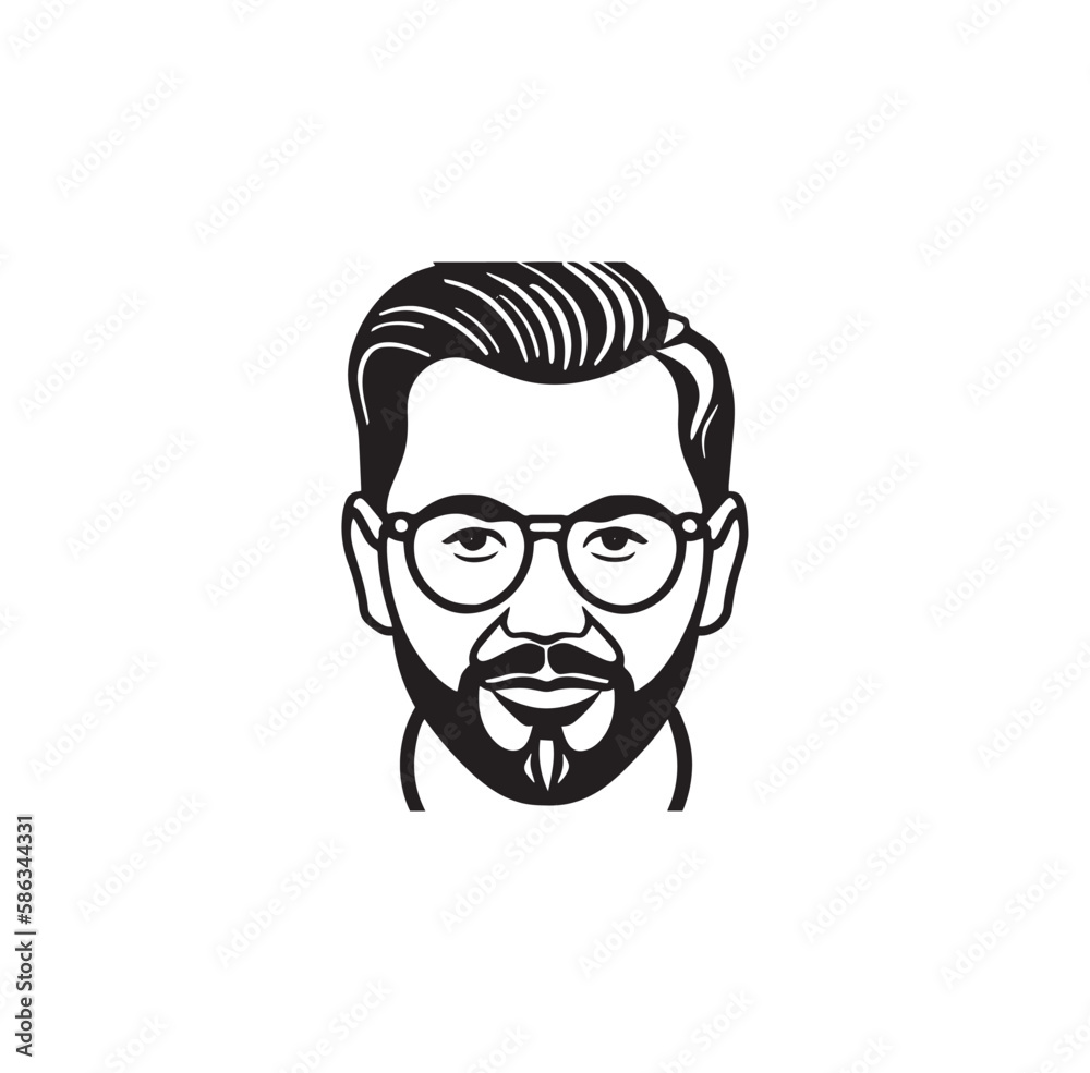 A person with glasses vector line art.