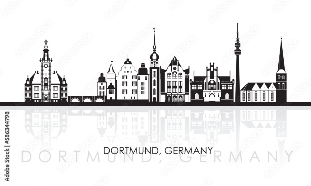 Silhouette Skyline panorama of city of Dortmund, Germany  - vector illustration