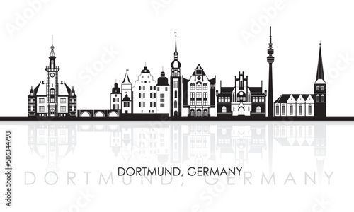 Silhouette Skyline panorama of city of Dortmund, Germany - vector illustration