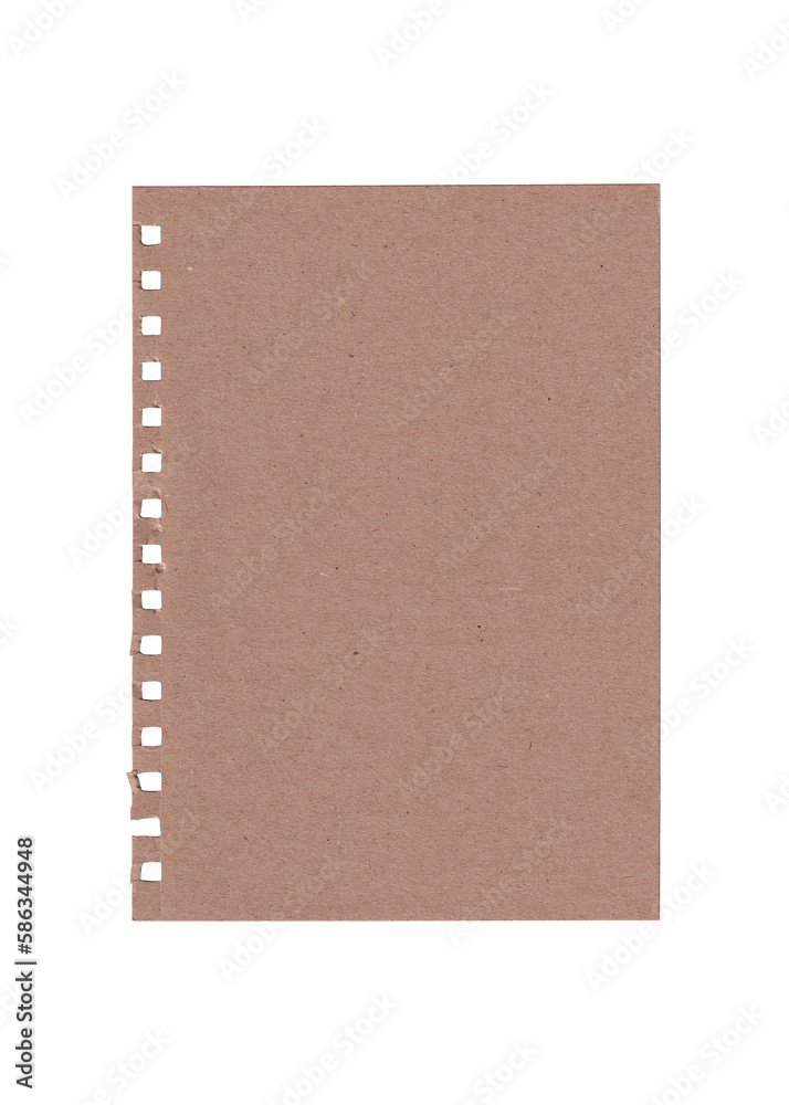 high resolution brown sheet of paper torn from spiral notepad isolated on white background high resolution brown sheet of paper torn from spiral notepad isolated on white background