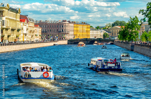 Fontanka river in summer  St. Petersburg  Russia