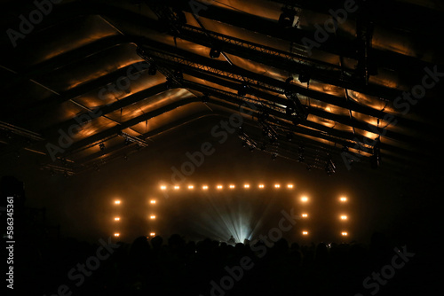 silhouettes  crowd at music festival night concert