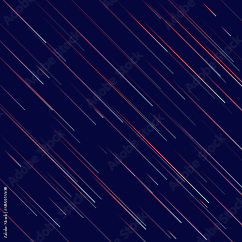 Meteor or comet. Neon space flying meteorite or asteroid, vector illustration. Meteor fire trails isolated. Fireball glowing gas and dust tails at night sky