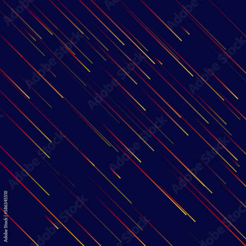 Meteor or comet. Neon space flying meteorite or asteroid, vector illustration. Meteor fire trails isolated. Fireball glowing gas and dust tails at night sky